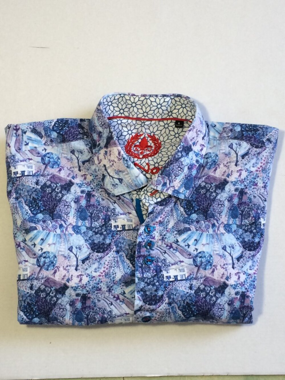 Share Au Noir Mens Button Down Shirt Sz 4 Large Blue Short Sleeve